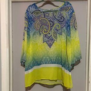 Maggie Barnes Blue and Yellow Paisley Blouse